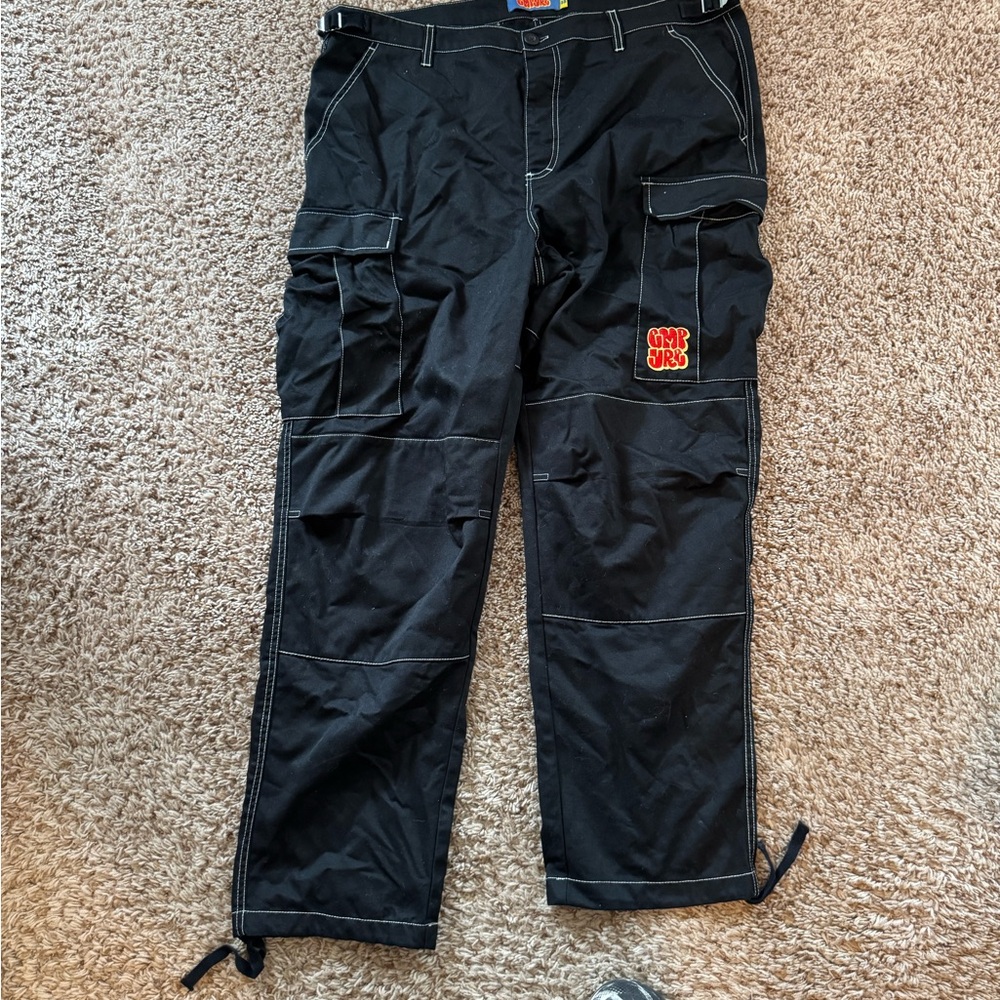 Empyre Black Cargo Pants with Red Logo